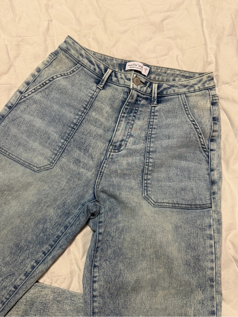 Vanilla Star Washed Blue Patch Pocket Jeans